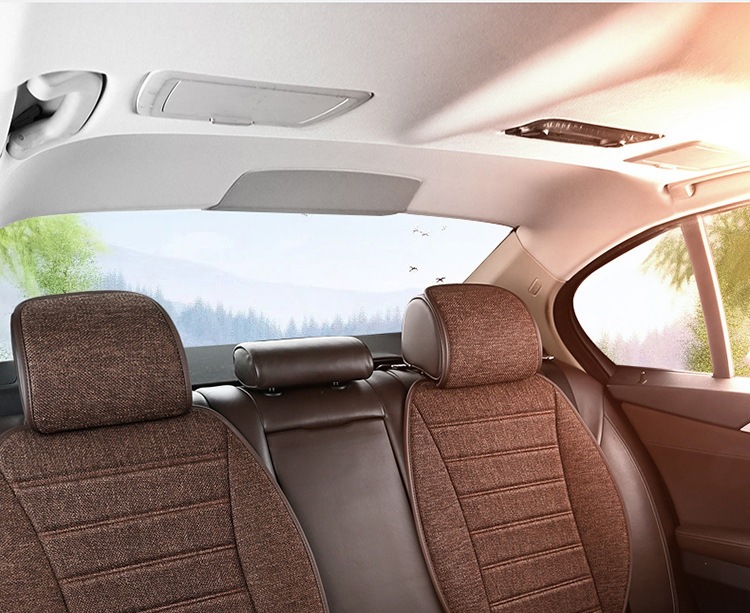 New Linen Large Lumbar Support Cushion, Breathable Fabric for All Seasons, Slim Waist Design, Five-Seater Car Seat Cover, Non-Slip Linen Seat Cushion