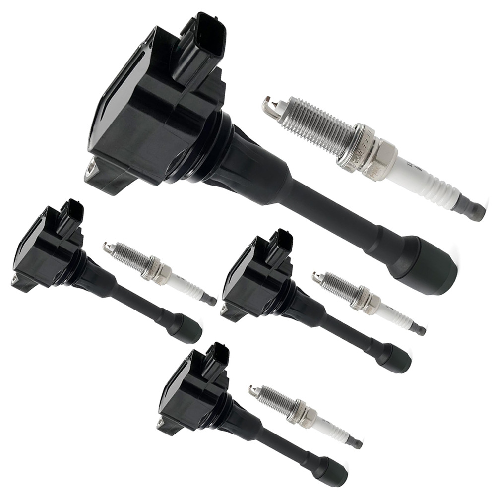 A set of 4 ignition coils + iridium spark plugs suitable for Nissan 1.6 1.8 2.0 2.5L UF549