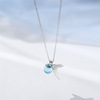 Blue crystal, necklace, chain for key bag , simple and elegant design, Japanese and Korean, internet celebrity, Birthday gift