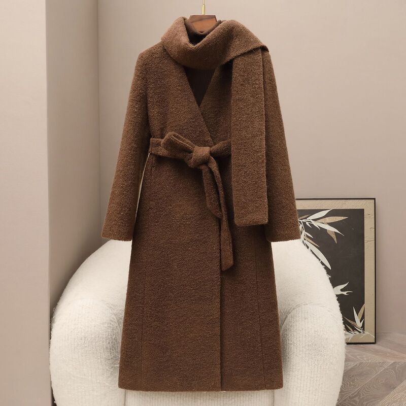 Small Quantity of Clothing: Spring New Wool Blend Women's Double-Sided Woolen Coat 2026 Haining Scarf Collar Woolen Coat