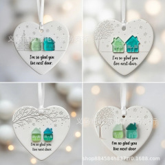 独立站新款Christmas heart-shaped ornamen住你隔壁圣诞爱心挂件