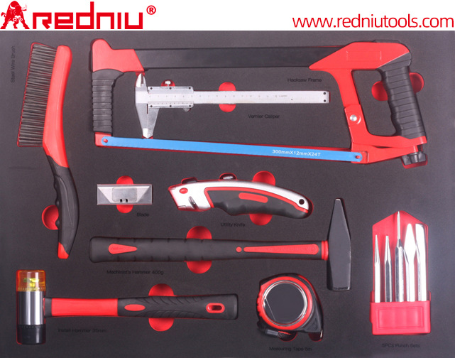 铁刷钢锯架游标卡尺美工刀锤子卷尺冲凿汽修五金工具组套