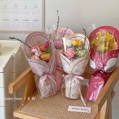 Gift Basket Wrapping Paper Brown Kraft Paper Vintage Print Single Packing Flower Fresh Flower Floral Materials Wholesale