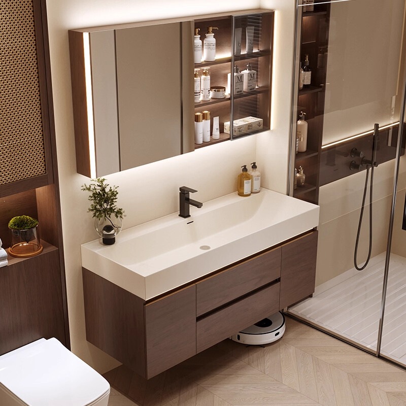 Medieval-style bathroom cabinet with gold-plated stone integrated basin, bathroom cabinet with washbasin and sink integrated basin cabinet set Medieval-style bathroom cabinet with gold-plated stone integrated basin, bathroom cabinet with washbasin and sink integrated basin cabinet set