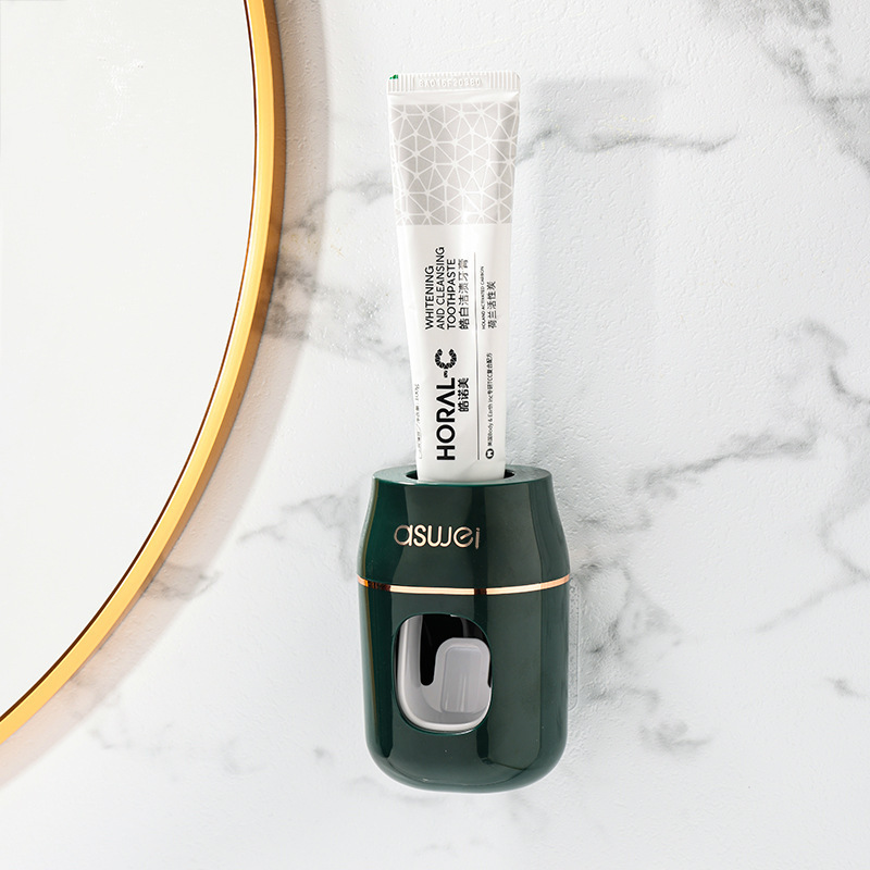 Automatic Toothpaste Dispenser Squeeze Tool Toothbrush Holder Wall-Mounted Household Cute Manual Suction Wall Set For_voghion.com