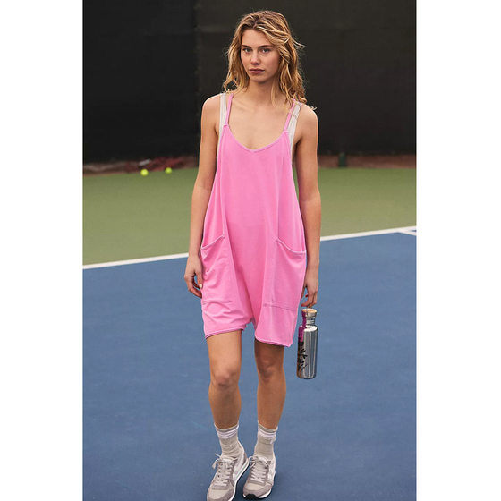 2023 European and American women's clothing ebay Amazon independent station popular pocket sling knitted shorts jumpsuit suspender pants