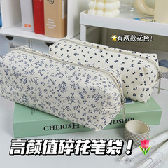 新品BM風バイオレット月季花帆布筆袋小清新かわいい学生筆袋単層収納化粧バッグ
