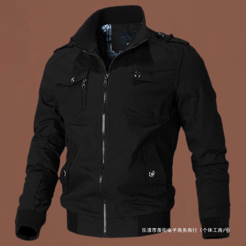 Summer Men's Plus-Size Jacket Spring Korean Version Casual Slim-Fit Workwear Cotton Military Top Trendy