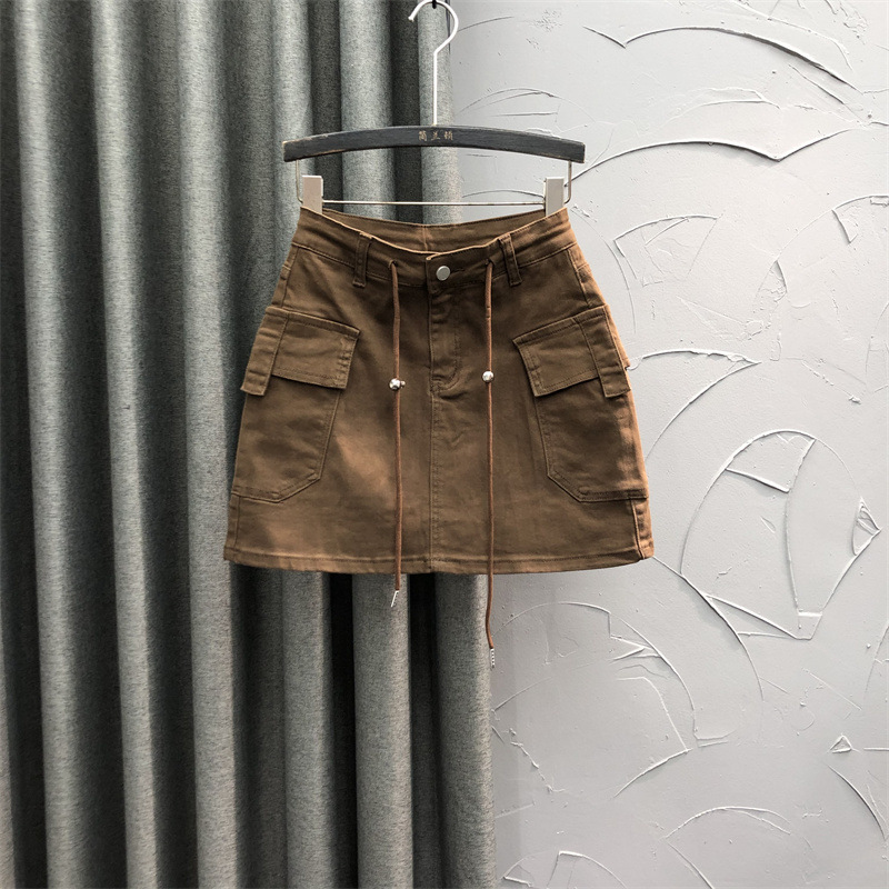 Plus Size High Waist Denim Skirt for Women, Summer 2025, Sexy, Retro, Slimming Short Skirt