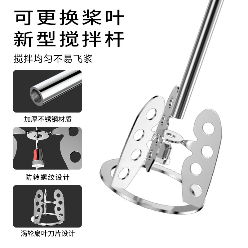 古い職人の新しいミキシングロッド、灰とパテを混ぜるためのツール、電動ハンマー、ミキシングヘッド、セメント|undefined