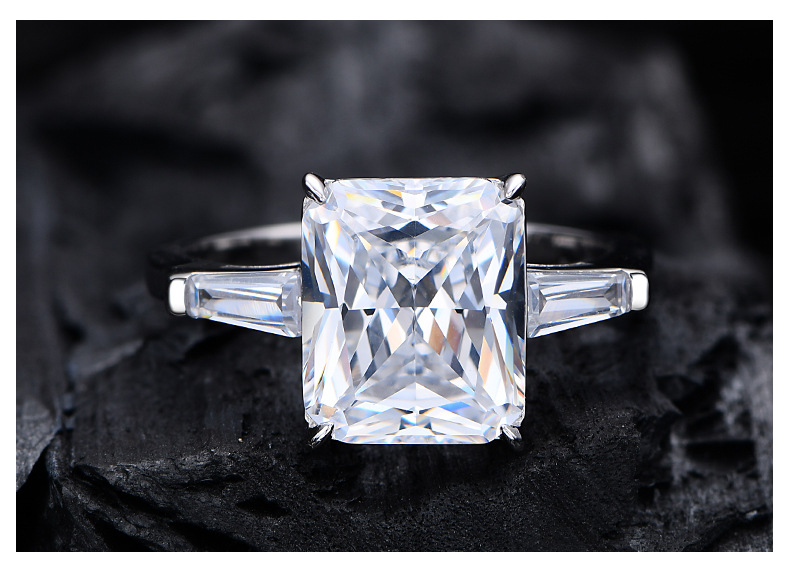 Fashion Geometric Sterling Silver Inlay Zircon Rings 1 Piece