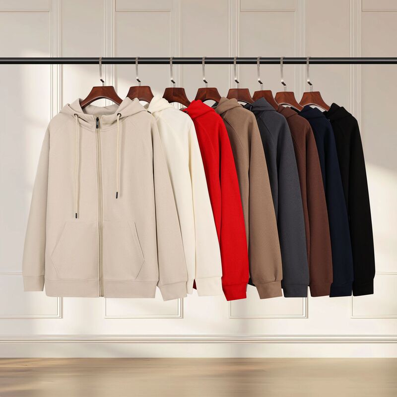 Autumn and Winter Waffle Hooded Cardigan Zipper Sweatshirt Custom Jacket Work Clothes Class Uniform Group Uniform Printed Logo Loose