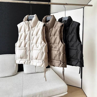 Korean Maillard 90 White Duck down Jacket Vest Women's Short Slim Fit Fashionable Vest Cotton Jacket Winter