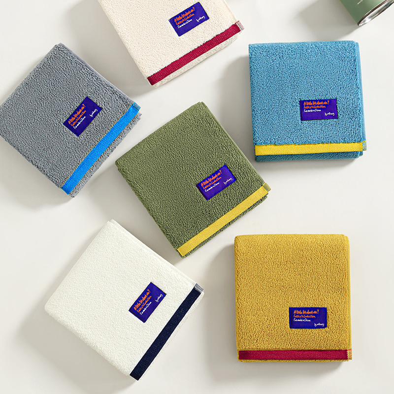 Autumn and Winter Thickeneded Pure Cotton Contrasting Color Men's and Women's Adult Towels 145g 34*75cm Absorbent Soft Face Towel