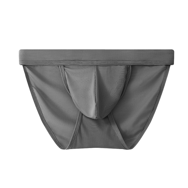 Ropa interior de seda de hielo para hombre, calzoncillos de corte alto, transpirable, de cintura baja, sexy, triangular