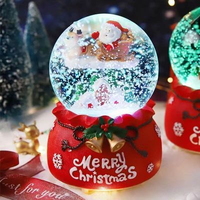 new pattern Santa Claus crystal ball luminescence Snow Decoration senior gift Friend Confidante Music box