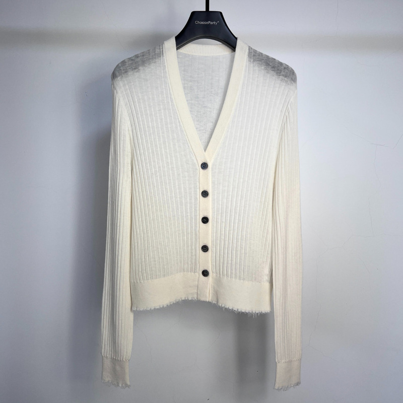 [CP] Designer Women's Clothing Counter genuine goods ji Fine Merino Wool V-Neck Knitted Fluffy Long Sleeve Cardigan