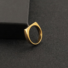 欧美简约合金戒指光面内外球戒指长方形光板圆弧金属戒指跨境批发