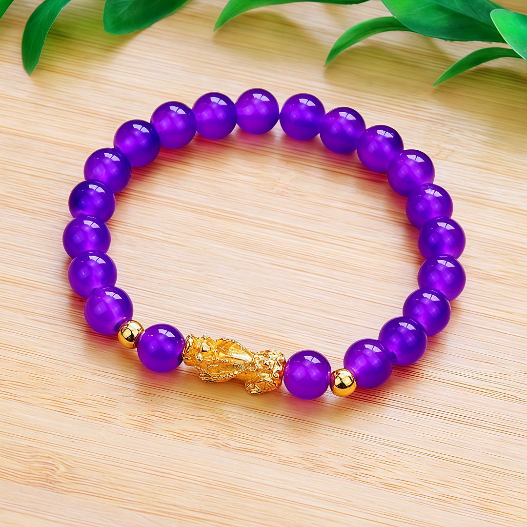 8mm 퍼플-싱글 서클 골드 브레이브 팔찌