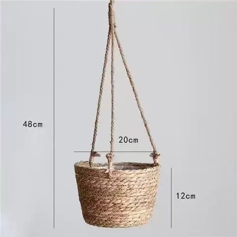 Cesta de tela de paja hecha a mano cesta de tela