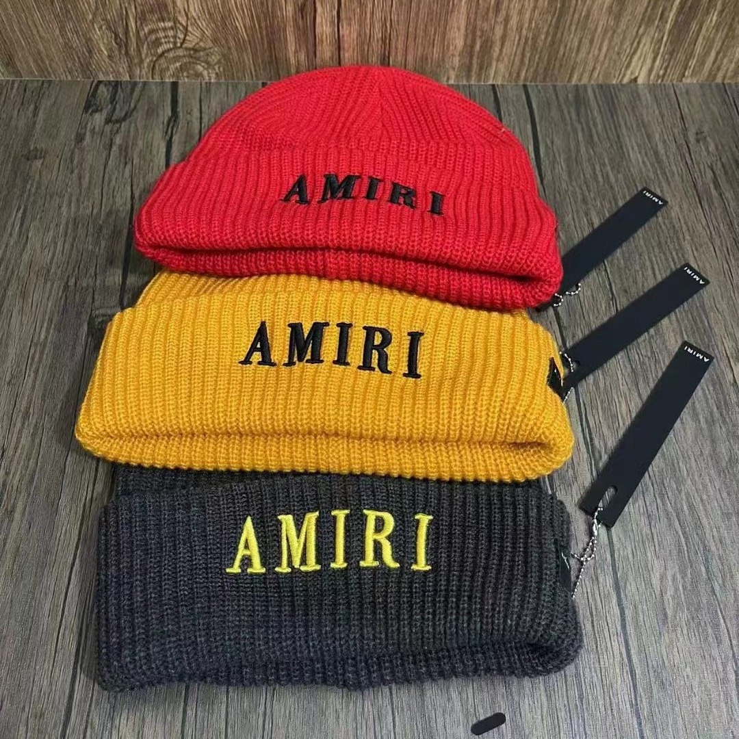 AMIRI 休闲风男女同款高质量针织刺绣字母毛线帽 情侣针织帽现货