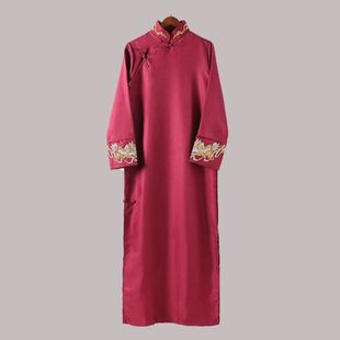 Chinese Style Wedding Dress Best Man's Dress Men's Long Shirt Long Gown Big Coat Republic of China Tang Suit Ancient Costsize Cacao Brothers Group Dress