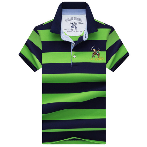 Shengli Fa 2025 Summer New Arrival Mid-Aged Men's Pure Cotton Short-Sleeved T-Shirt, Slim-Fit Business Collar Striped Base Layer Shirt