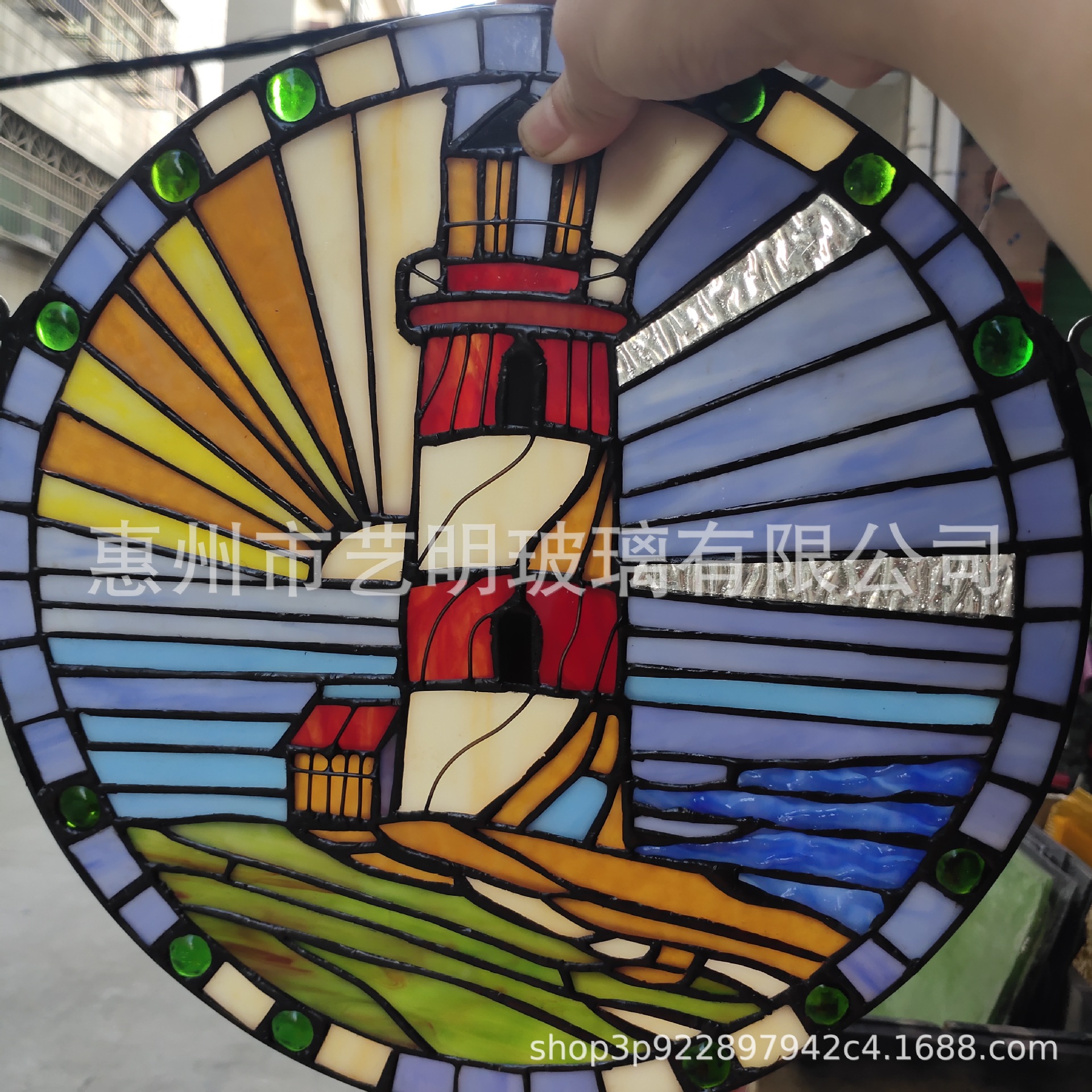 Customized decorative lighting for living room, dining room, and bedroom with embedded art glass windows and screens