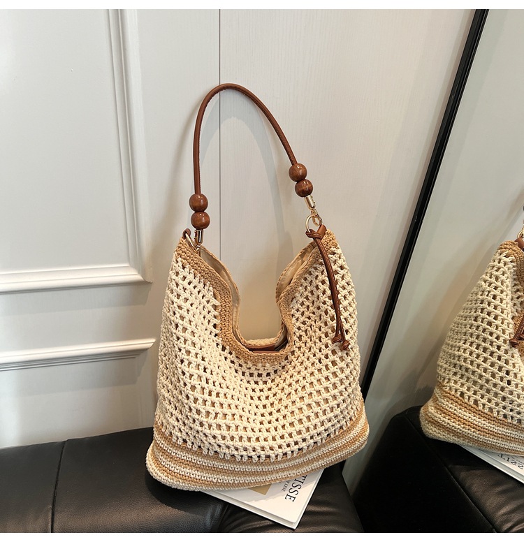 Vacaciones en la playa nuevas bolsas de mujer 2026 moda hueco trenzado bolsa de playa de viaje simple bolsa tote mochila image 8