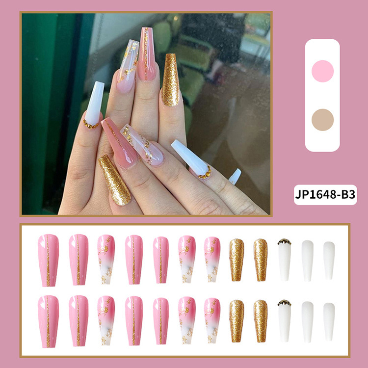 Venta caliente en Europa y América, parche de uñas dulce y fresco con incrustaciones de diamantes, uñas postizas de comercio exterior desmontables, piezas de uñas de uso transfronterizo terminadas image 67