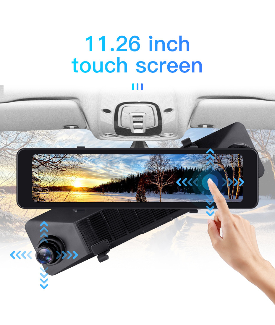 9.66inch 10.3inch 12inch Wireless Carplay Screen Mirroring 4K1080P Rearview Mirror Dual-Channel Dash Cam