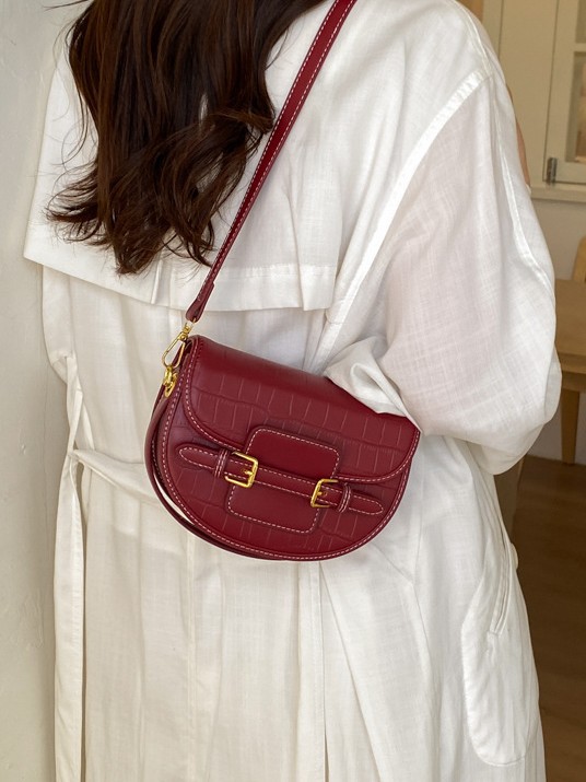Crocodile Pattern Shoulder Bag Mujeres 2026 nuevo cross-border universal bolso cuadrado pequeño nicho diseño de moda silla de montar