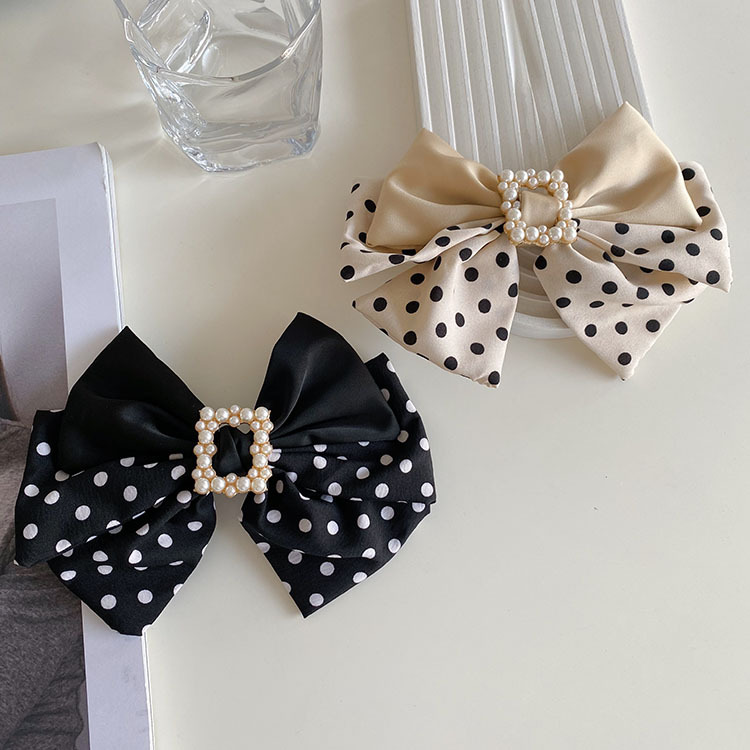 Knitting Design Korean Style Wave Dot Big Bow Pearl Hairpin