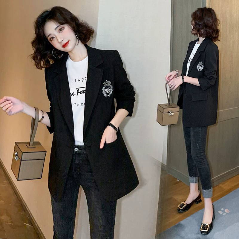 Пухлая девушка, весна и осень, новый модный женский костюм больших размеров в академическом стиле, толстая сестра, 200 кг, уменьшающее возраст пальто, прилив