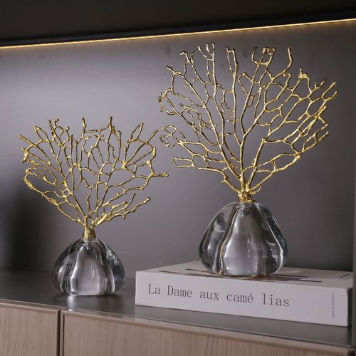 Creative Coral Wealth Tree Luxury High-end Console Table Crystal Transparent Modern Simple Entrance TV Stand Home Decor