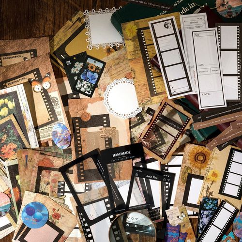 Cross-border Momo material pack, Timeless Series, 85 pieces of retro framed pocketbook decorative stickers, 6 options