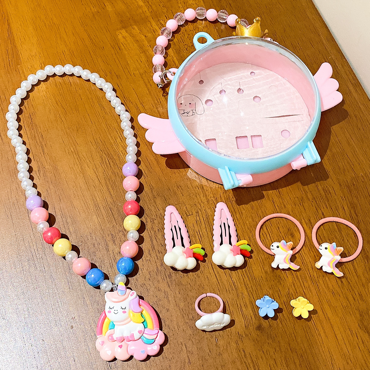 New children's princess necklace set school gift Kindergarten prize shop girl's hair jewelry gift box wholesale jewelry