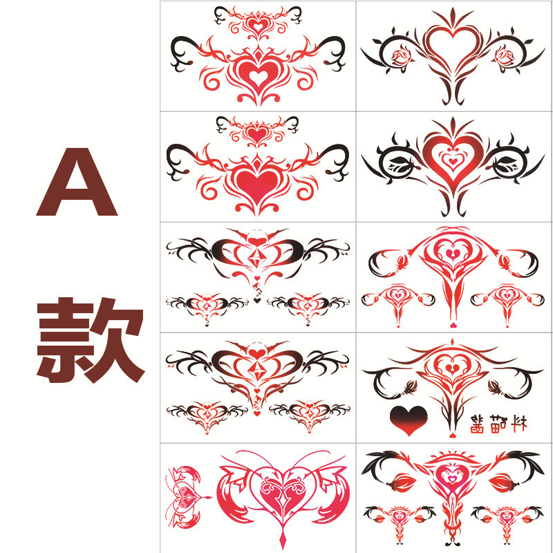 Succubus Waterproof Tattoo Stickers, Goddess Sexy Tattoo Stickers, Chest and Lower Abdomen Alternative Adult Tattoo Stickers, Temporary Tattoo Stickers