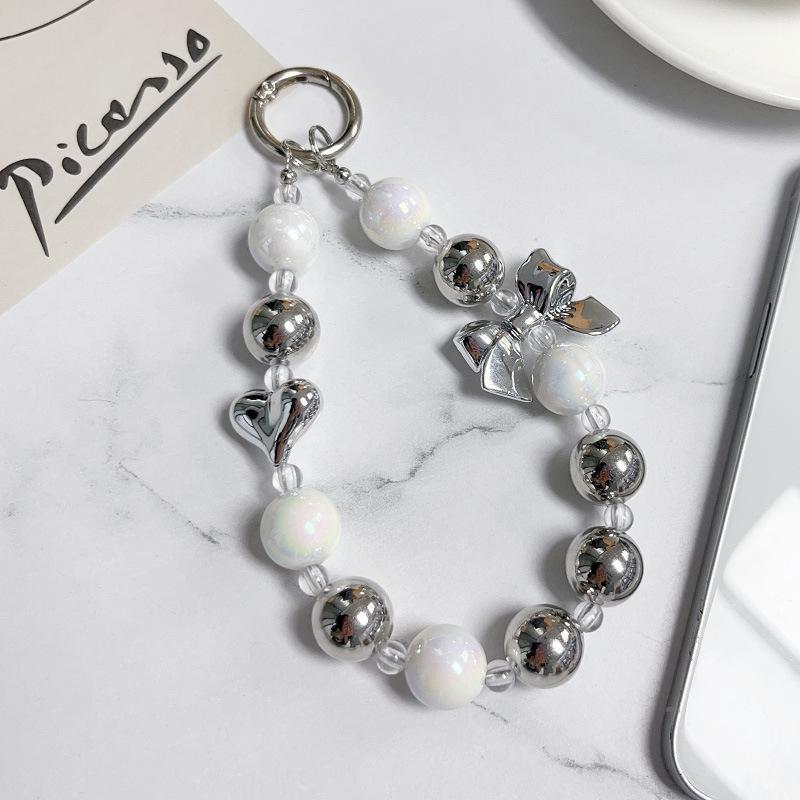 New Silver Bow Heart Mobile Phone Hanging Chain, Versatile Elegant and Personalized Universal Mobile Phone Digital Case Pendant New Silver Bow Heart Mobile Phone Hanging Chain, Versatile Elegant and Personalized Universal Mobile Phone Digital Case Pendant