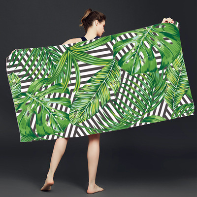 超细纤维游泳浴巾成人双面绒速干印花沙滩巾定制欧美跨境外贸|ru