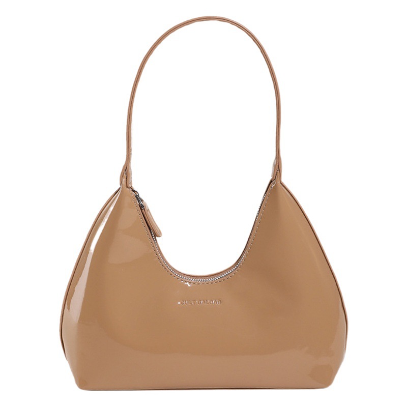 Nicho de estilo coreano bolsa de charol palillo francés de las mujeres bolsa de media luna bolso de hombro de las mujeres bolso de las mujeres textura moda bolsa de las axilas