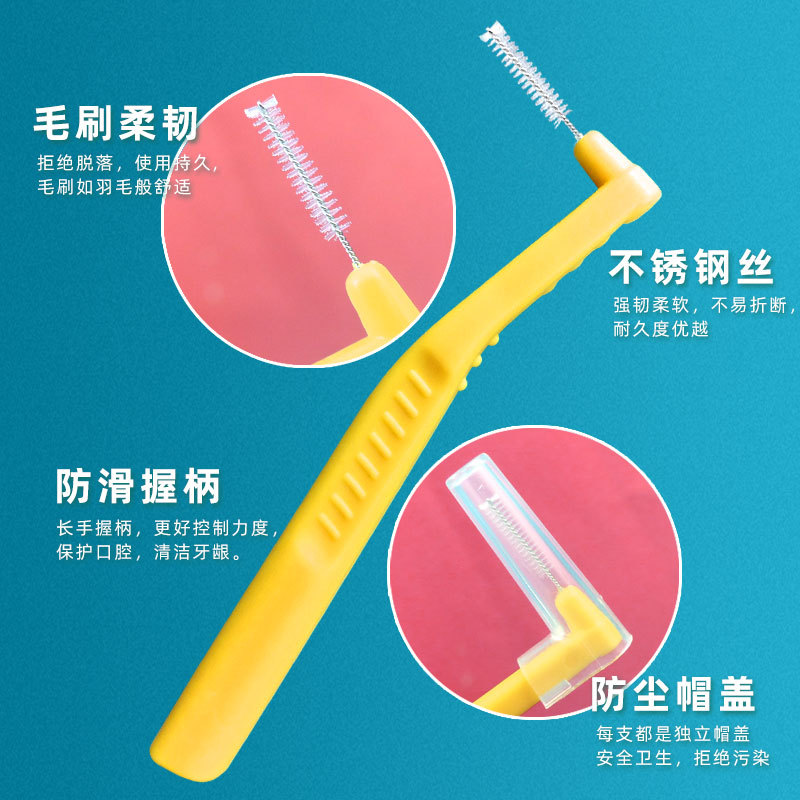 Cepillo Interdental en Forma de L 0,7 mm Set de 20 Limpieza para Cuidado Bucal