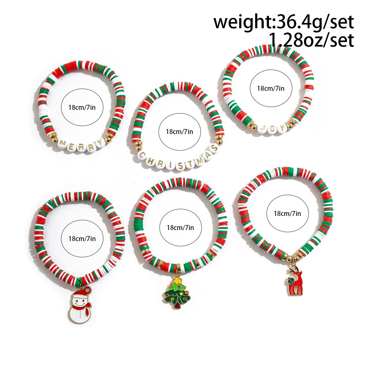 27g Weight Bracelets Classification CCB, Arylic, soft clay Chain Material Beaded Chain Chain Type 1 Set Quantity Party, Festival Occasion CCB, Arylic, soft clay Material Christmas Festival Letter, Heart Shape, Snowman Pattern Women's Gender Cute Style Cute Letter Heart Shape Snowman CCB Arylic Soft Clay Beaded Chain Beaded Bracelets Wholesale 3