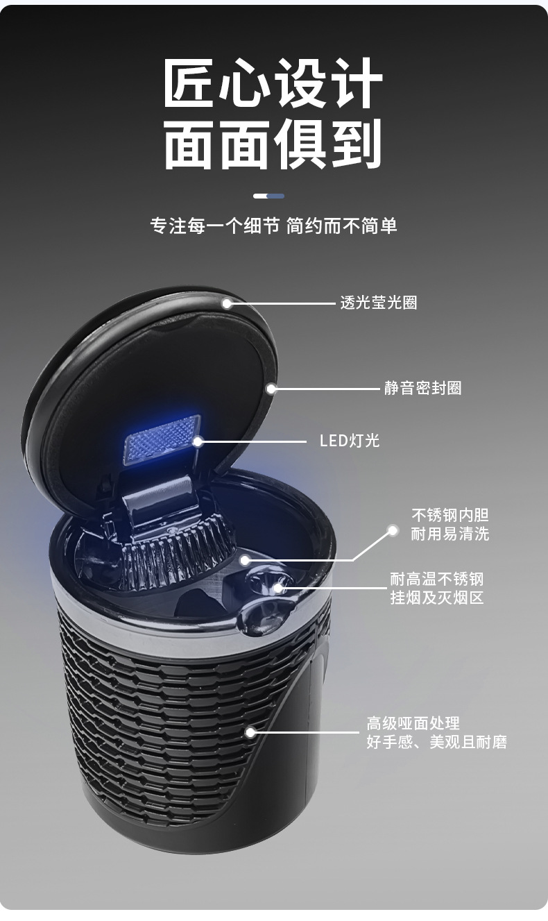 Suitable for the New Tesla Model Yl/Y Car Ashtray with Lid, Convenient Storage Glasses Case Wholesale