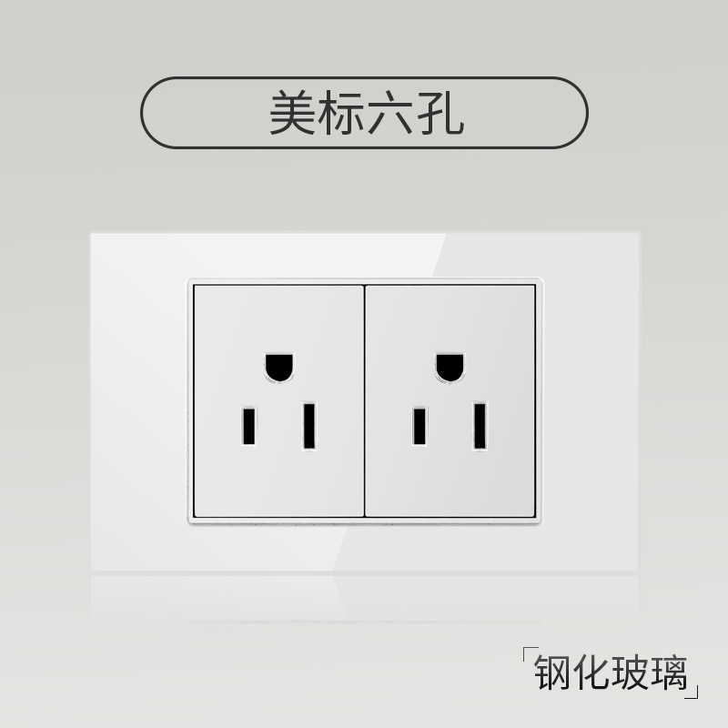 Taiwán 110V estándar americano USB blanco vidrio templado interruptor socket 118 Tipo de pared panel fábrica al por mayor