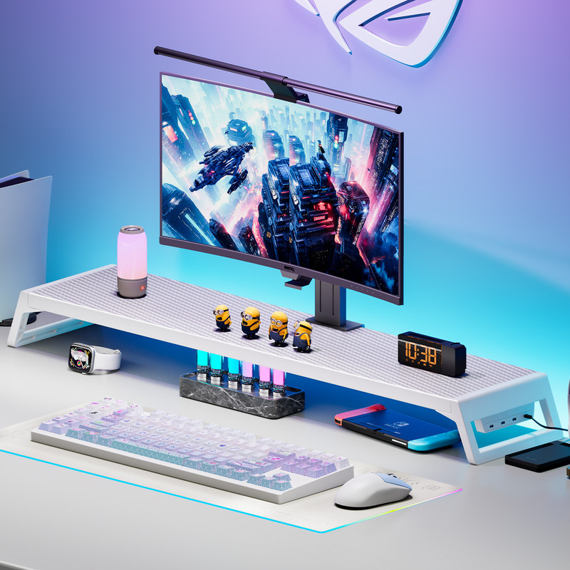 デスクトップコンピュータ高架モニタースクリーンサポートスタンドeスポーツデスクトップパッド高さベースデスク収納ラック|undefined