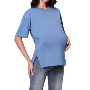 Actual Shot of 2025 Amazon New Maternity Women's Clothing Nursing Clothes Zipper Short-Sleeved Export Women's Clothing Spring, Summer and Autumn Dual-Use