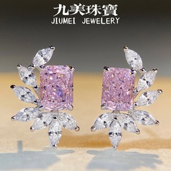 振音爆金s925純銀ピアス女性レディンカット耳飾りジルコン高炭素ドリル氷花カットピアス卸売り