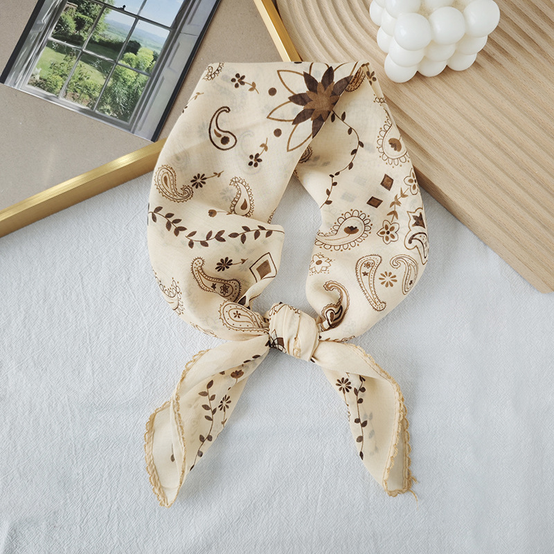 Toalla cuadrada fina de algodón y lino, fresca y transpirable, bufanda de seda pequeña con decoración literaria suave para mujer, bufanda de verano, bufanda pequeña de todo fósforo para mujer