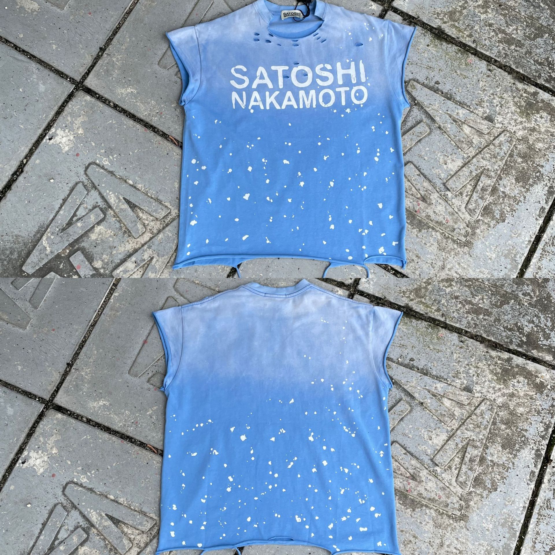 Satoshi Nakamoto Satoshi Series Tank Distressed Paint Splatter Blue
